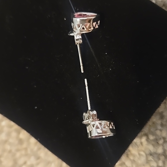 Pink Heart Stud Earrings .925 Silver - Picture 3 of 3